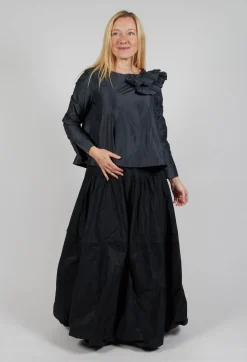 Light Taffeta Shirt with Ruffles in Anthra