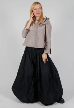 Light Taffeta Shirt with Ruffles in Stone