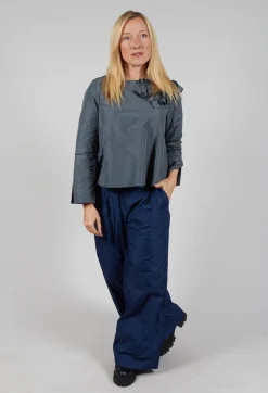 Light Taffeta Shirt with Ruffles in Oliv