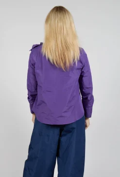 Light Taffeta Shirt with Ruffles in Purple