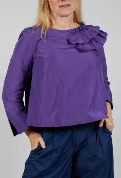 Light Taffeta Shirt with Ruffles in Purple