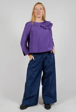 Light Taffeta Shirt with Ruffles in Purple