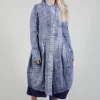 Lightweight Coat with Tulip Hem in Placed Azur Print