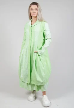Lightweight Coat with Tulip Hem in Placed Lime Print