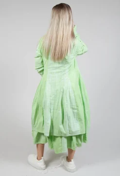 Lightweight Coat with Tulip Hem in Placed Lime Print