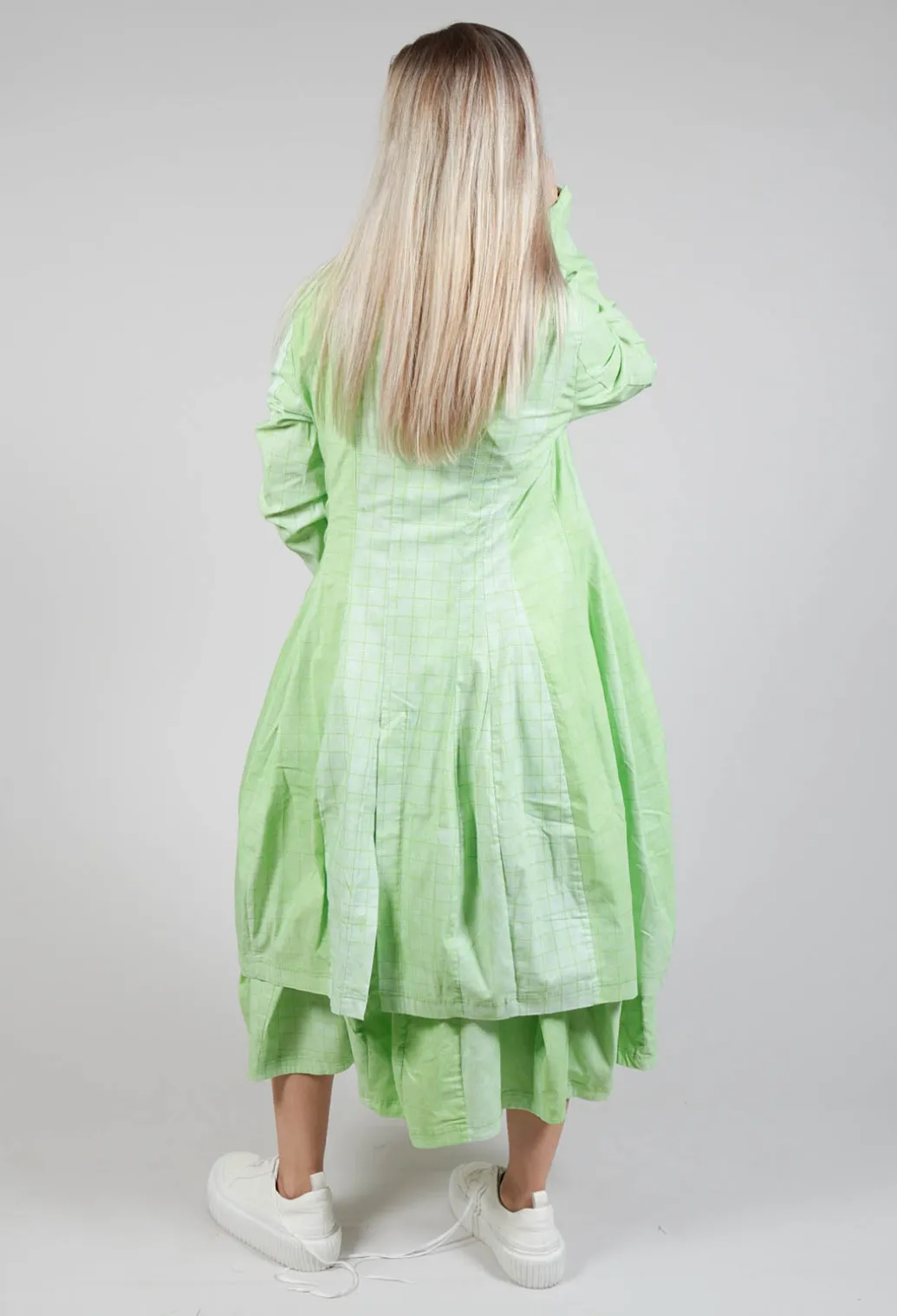 Lightweight Coat with Tulip Hem in Placed Lime Print