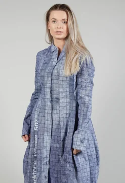 Lightweight Coat with Tulip Hem in Placed Azur Print