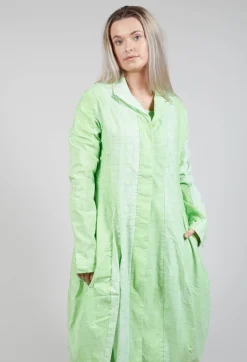 Lightweight Coat with Tulip Hem in Placed Lime Print