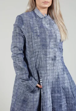Lightweight Coat with Tulip Hem in Placed Azur Print