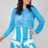 Lightweight Cropped Cardigan in Malibu Cloud Print