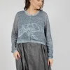 Lightweight Cropped Cardigan in Black Cloud Print