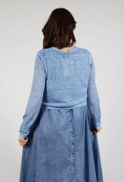 Lightweight Cropped Cardigan in Navy Cloud Print
