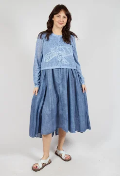 Lightweight Cropped Cardigan in Navy Cloud Print