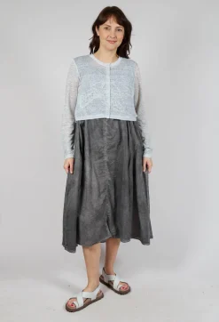 Lightweight Cropped Cardigan in Grey Cloud Print