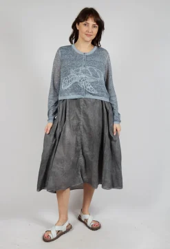 Lightweight Cropped Cardigan in Black Cloud Print