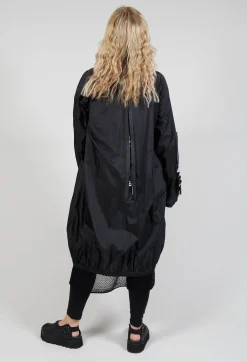 Lightweight Longline Coat with Zip in Black
