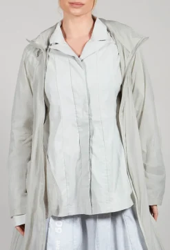 Lightweight Longline Coat with Zip in Grey