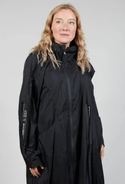 Lightweight Longline Coat with Zip in Black