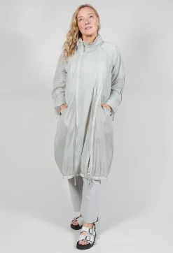 Lightweight Longline Coat with Zip in Grey