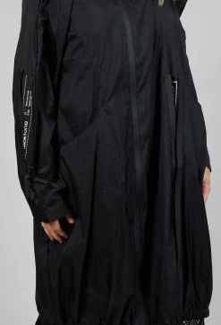 Lightweight Longline Coat with Zip in Black