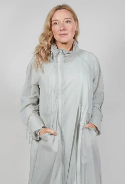 Lightweight Longline Coat with Zip in Grey