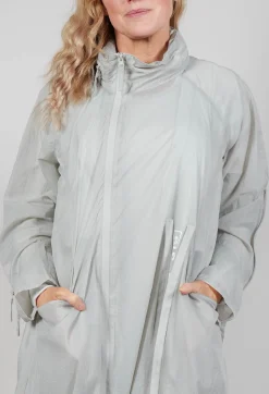 Lightweight Longline Coat with Zip in Grey