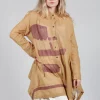 Lightweight Longline Shirt in Brown Print