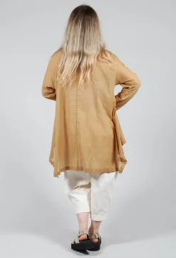 Lightweight Longline Shirt in Brown Print