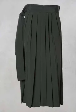 Lightweight Pleated Skirt with Sash in Mirto