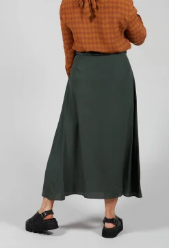 Lightweight Pleated Skirt with Sash in Mirto