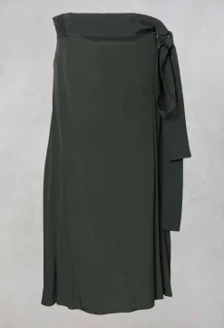 Lightweight Pleated Skirt with Sash in Mirto