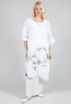 Lightweight Print Dress in White