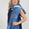 Lightweight Scarf with Motif in Navy Print