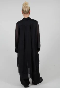 Lightweight Shirt Dress in Raso di Viscosa and Viscosa Seta Grey Storm