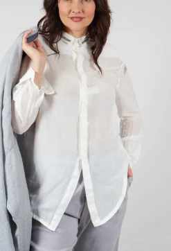 Lightweight Shirt with Stitch Detail in White