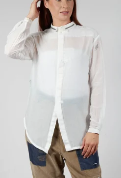 Lightweight Shirt with Stitch Detail in White