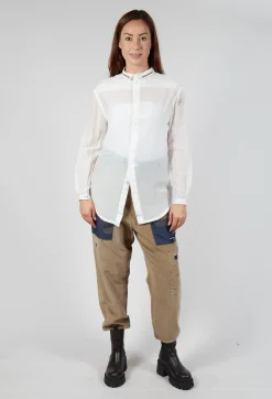 Lightweight Shirt with Stitch Detail in White