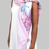 Lightweight Silk Scarf with Animal Print in Pink