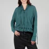 Lined Cardigan with Hood in Petrol
