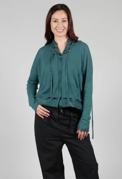 Lined Cardigan with Hood in Petrol