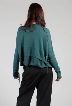 Lined Cardigan with Hood in Petrol