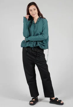 Lined Cardigan with Hood in Petrol