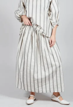 Lined Long Skirt in Stripe