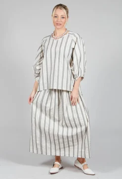Lined Long Skirt in Stripe