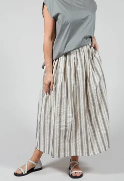 Lined Long Skirt in Stripe