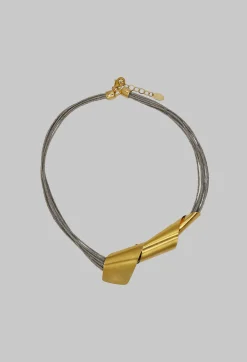 Linen and Bronze Twisted Cone Collar