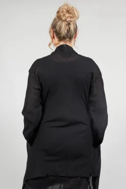 Linen Blend Lightweight Jacket in Nero