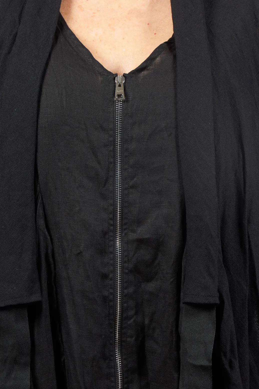 Linen Blend Lightweight Jacket in Nero
