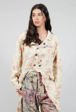 Linen Floral Contessa Jacket in Circus Rose