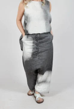 Linen Patch Trousers in Asteroid Pigment